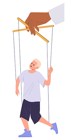 hand controlling man like puppet